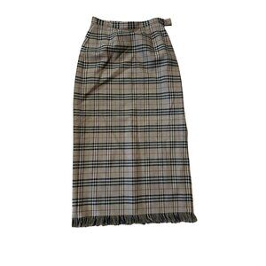 Rafaella Petites 100% Wool Plaid‎ Skirt – Size 4P – Fringe Hem – Classic Style